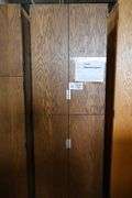 28" wide x 82" tall x 25" deep wood 4 door cabinet