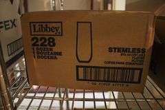 Case of Libbey stemless 8 1/2 oz fluted wine glasses