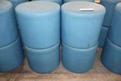 Times 4 - Hon 18" round x 16" tall blue vinyl stools - showing some stains - buyer to view