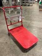 Winholt 24" x 36" heavy duty red metal 4 wheel warehouse cart