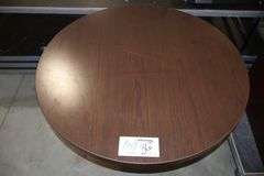 36" round wood laminate office table with heavy duty base