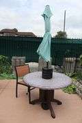 42" round patio table with 1 chairs with umbrella