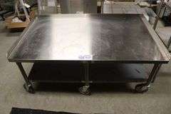 36" x 60" stainless custom made high dollar portable equipment stand - 6 castor base unit - nice