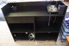 22" x 48" black base with marble top hostess station