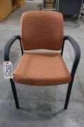 Times 3 - Allsteel metal framed orange tweed patterned armed office chairs - 2 are portable