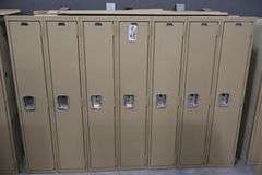84" x 60" tall x 12" deep metal 7 bay locker system