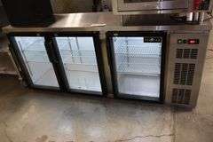 79" Spartan SSGBB-79-SL glass 3 door back bar bottle cooler with stainless top - AS IS - not cooling