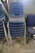 Times 14 - Chrome metal framed blue poly chairs