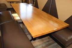Times 2 - 30" x 96" live edge - dual pedestal tables - nice