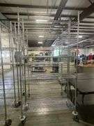 Times 2 - 18" x 48" & 24" x 48" Portable chrome coated wire racks - 86" tall poles