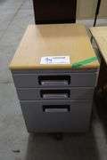Metal framed 3 drawer portable file cabinet with wood top