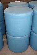 Times 4 - Hon 18" round x 16" tall blue vinyl stools - showing some stains - buyer to view