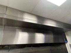 Complete Hood System - Accurex 54" x 17' stainless digital controlled exhaust hood system with wet fire suppression, 2 exhaust fans - heated return air fan - Buyer to remove all units - seller with cap holes in the roof - This is a fabulous, high dollar hood system - hood is a two piece unit bolted together - Installed in 2022/2023 time frame - WOW