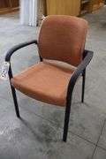 Times 3 - Allsteel metal framed orange tweed patterned armed office chairs - 2 are portable