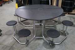 Times 4 - Uniframe 60" round 8 student fold up portable lunch tables