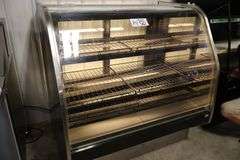 50" Barker curved glass front sliding rear glass door dry pastry case