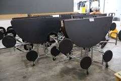 Times 5 - Uniframe 60" round 8 student fold up portable lunch tables