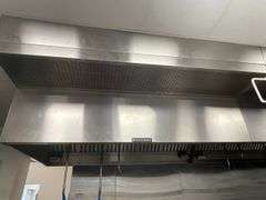 Complete Hood System - Accurex 54" x 17' stainless digital controlled exhaust hood system with wet fire suppression, 2 exhaust fans - heated return air fan - Buyer to remove all units - seller with cap holes in the roof - This is a fabulous, high dollar hood system - hood is a two piece unit bolted together - Installed in 2022/2023 time frame - WOW