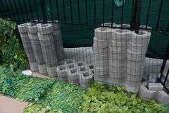 All to go concrete cross hatched decorative concrete pavers (used to hold fence) - good amount