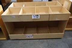 Times 2 - 48" wide x 26" x 15" deep wood 8 bin portable organizer cabinet