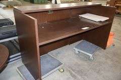 30" x 72" wood laminate front secretary's desk - nice - carts not included