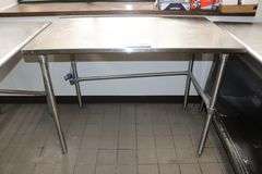 30" x 48" stainless open base work table - missing one side rail