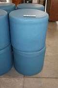 Times 4 - Hon 18" round x 16" tall blue vinyl stools - showing some stains - buyer to view