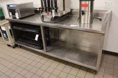 30" x 93" stainless base cabinet with 6" back splash