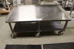 36" x 60" stainless custom made high dollar portable equipment stand - 6 castor base unit - nice