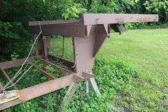 8' x 22' Metal framed tandem axle 5th wheel trailer, no bed, 8' x 7' upper deck - buyer to view - No title or registration.