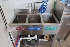 Advance 18" x 36" stainless 3 bin sink with hose and nozzle