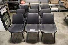 Times 12 - Black metal framed padded black vinyl dining/lounge chairs - supports up to 350# - easy to clean chairs