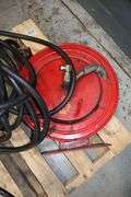 Westward pneumatic oil barrel pump with hose, reel, & metered dispenser