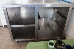30" x 48" stainless base cabinet with back splash