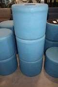 Times 3 - Hon 18" round x 16" tall blue vinyl stools - showing some stains - buyer to view