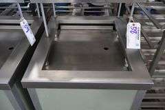 Atlas Metal 20" portable stainless tray cart with silverware dispenser