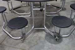 Times 4 - Uniframe 60" round 8 student fold up portable lunch tables
