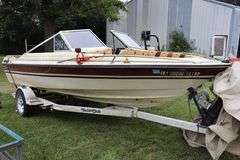 1983 Webbcraft 19' 08" fiberglass boat with Alpha 1 outboard, 3.1 liter Mercury motor,  1984 Yacht Club trailer - VIN: WBB03550M83J19 & Tailer VIN: 1HJ002019E0018729