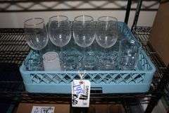 Flat of assorted glassware
