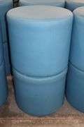 Times 4 - Hon 18" round x 16" tall blue vinyl stools - showing some stains - buyer to view