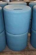 Times 4 - Hon 18" round x 16" tall blue vinyl stools - showing some stains - buyer to view