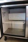 True TUC-72 stainless refrigerated 3 door under counter cooler with stainless work top