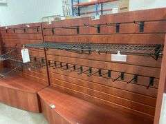 18" x 8 ft Cherry finish slat board point of purchase display - 2) 4 ft sections