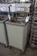 Atlas Metal 20" portable stainless tray cart with silverware dispenser