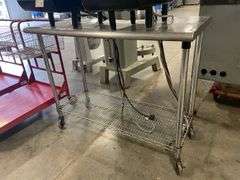 24" x 50" portable stainless table with wire under shelf