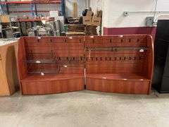 18" x 8 ft Cherry finish slat board point of purchase display - 2) 4 ft sections