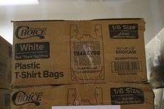 Times 2 - cases of Choice 1/6 size white plastic T-Shirt bags - 11 1/2" x 6" x 21"