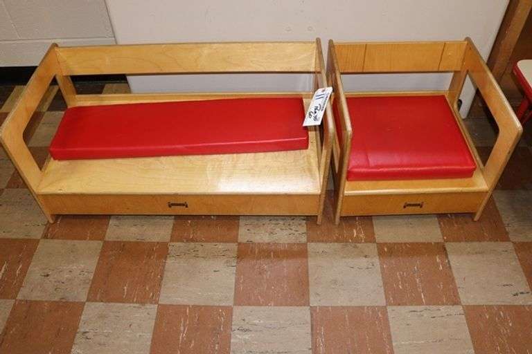 Pair to go - 18" & 36" maple wood childs bench & seat