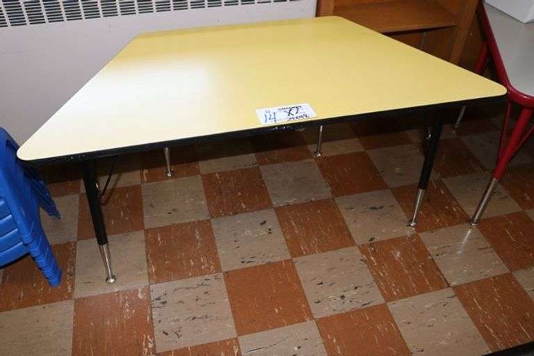 Times 2 - 24" x 48" laminate top trapezoid childs tables