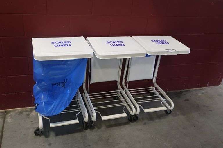Times 3 - White metal portable soiled linen carts